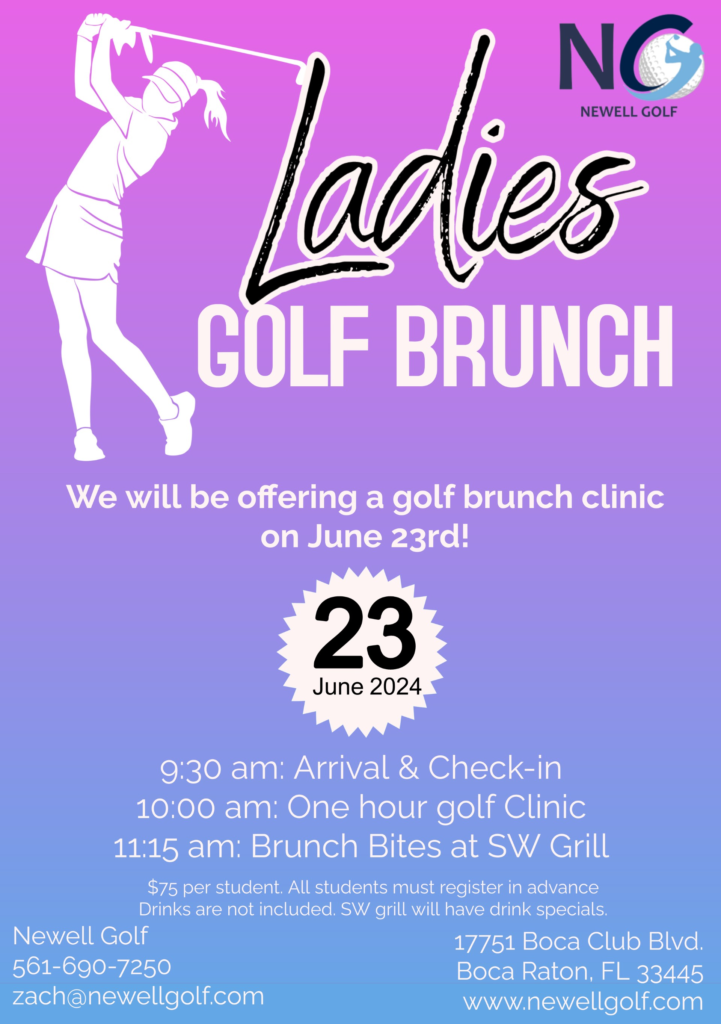 Ladies golf brunch event flyer, June 23rd.
